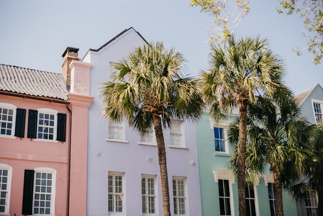 townhouses and palm trees